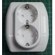 Dual Euro Wall Socket, White, German, IP20, 16A 250V