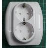 Dual Euro Wall Socket, White, German, IP20, 16A 250V