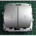 Euro Wall Switch, 2x Momentary SPST (Printed with up/down arrows), one side common, c.5, Silver, We don't have the plastic frame