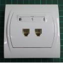 Dual telephone outlet from euro wallbox, White, IP20