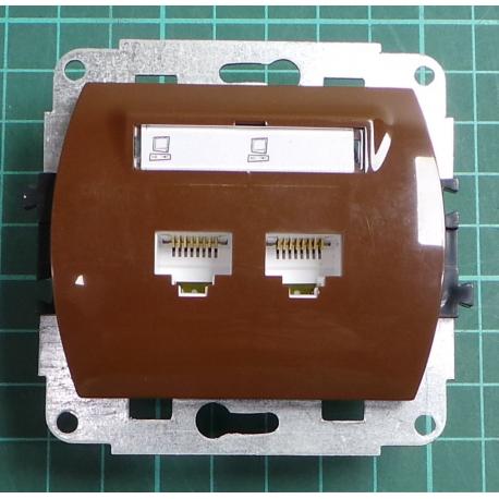 TREND 4GK-2, Strojek zasuvka PC dvojita 2x8 kontaktu + kryt IP20