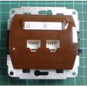Dual Ethernet outlet from euro wallbox, Brown, We don't have the plastic frames for these, IP20, TREND 4GK-2