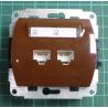 Dual Ethernet outlet from euro wallbox, Brown, We don't have the plastic frames for these, IP20, TREND 4GK-2