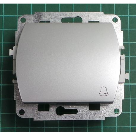 Strojek ovladac tlacitkovy zapinaci c.1/0 + klapka stribrna IP20 10A 250V