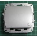 Euro Wall Switch, Momentary SPST (Printed with Bell symbol), c.1/0, Silver, We don't have the plastic frames for these, IP20, 10
