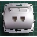 Dual telephone outlet from euro wallbox, Silver, We don't have the plastic frames for these, IP20