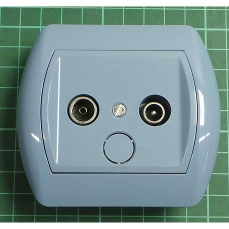 Strojek zasuvka RTV pruchozi 10dB + kryt + ramecek IP20