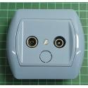 Radio and TV Antenna outlet from euro wallbox, Blue, 10dB, IP20