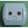 Radio and TV Antenna outlet from euro wallbox, Blue, 10dB, IP20