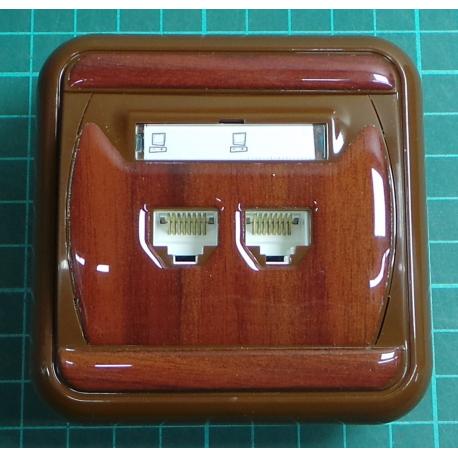 Zasuvka PC 8 kontaktu x 2 IP20, Svetly mahagon, LIZA, GLK-2B