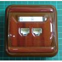 Dual Ethernet outlet from euro wallbox, Light Mahogany, IP20, LIZA, GLK-2B