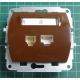 Telephone and Ethernet outlet from euro wallbox, Brown, We don't have the plastic frames for these, IP20, 4GTK