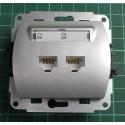 Dual telephone outlet from euro wallbox, Silver, We don't have the plastic frames for these, IP20, TREND, 5GK-2