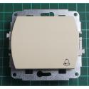 Euro Wall Switch, Momentary SPST (Printed with Bell symbol), c.1/0, beige, We don't have the plastic frames for these, 10AX, 250