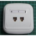 Dual telephone outlet from euro wallbox, White, IP20, GDT-2, DONA