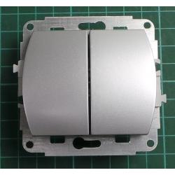 Strojek spinac c.1 + prepinac c.6 + klapka stribrna IP20, 10AX, 250V, SWP-10