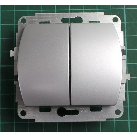 Strojek spinac c.1 + prepinac c.6 + klapka stribrna IP20, 10AX, 250V, SWP-10