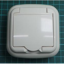 Zasuvka jednonasobna vodotesna bezova s vickem, IP44, 16A, 250V, 1GPHU-1z, DONA