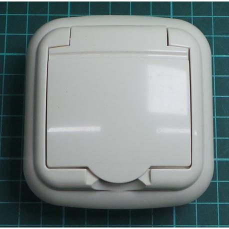 Zasuvka jednonasobna vodotesna bezova s vickem, IP44, 16A, 250V, 1GPHU-1z, DONA