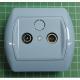Radio and TV Antenna outlet from euro wallbox, Blue, 1.5dB, IP20, 3XA04R