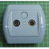 Radio and TV Antenna outlet from euro wallbox, Blue, 1.5dB, IP20, 3XA04R