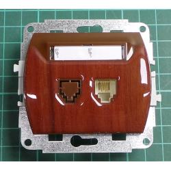 Strojek zasuvka TEL. jednonasobna 4 kontaktu + kryt, IP20, GT-1B