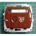 Single telephone outlet from euro wallbox, Light Mahogany, We don't have the plastic frames for these, GT-1B