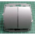 Euro Wall Switch, Double Two Way Switch, c.6+6, Silver, We don't have the plastic frames for these, 250V, IP20, TREND, 5WP-33