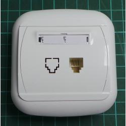 Zasuvka TEL.4 kontaktu x 1 bila IP20, GDT-1, DONA