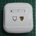 Single telephone outlet from euro wallbox, White, IP20, GDT-1, DONA