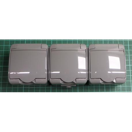 3zasuvka Schuko IP44/16A,250V, JUNIOR, 10GHE-3s