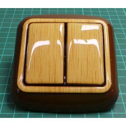 Prepinac dvojity stridavy c.6+6, 10AX, 250V, IP20, WPUL-7C, DONA LUX