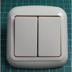 Prepinac dvojity stridavy c.6+6, IP20, 10A, 250V, 1WPU-7, DONA