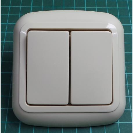 Prepinac dvojity stridavy c.6+6, IP20, 10A, 250V, 1WPU-7, DONA