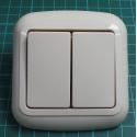 Euro Wall Switch, Double Two Way Switch, c.6+6, Beige, IP20, 10A, 250V, 1WPU-7, DONA