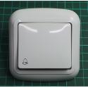 Euro Wall Switch, Momentary SPST (Printed with Bell symbol), c.1/0, White, IP20, 10A, 250V, WPU-4L, DONA