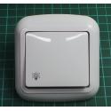 Euro Wall Switch, Momentary SPST (Printed with Bulb symbol), c.1/0, White, IP20, 10A, 250V, WPU-5