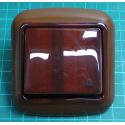 Euro Wall Switch, Momentary SPST (Printed with Bell symbol), c.1/0, Light Mahogany, IP20, 10A, 250V, WPUL-4A, DONA LUX