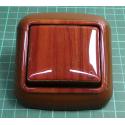 Euro Wall Switch, Momentary SPST (Printed with Bell symbol), c.1/0, Dark Mahogany, IP20, 10A, 250V, WPUL-4B, DONA
