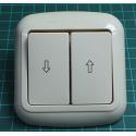 Euro Wall Switch, 2x Momentary SPST (Printed with up/down arrows), one side common, c.5, Beige, IP20, 10A, 250V