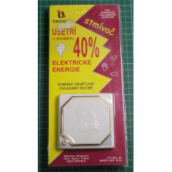 Light Dimmer, with potentiometer, white/gold, SZU-3D, NOS