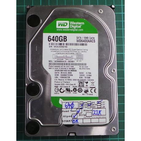 USED, Hard Disk, WD6400AACS, WD Caviar, WD6400AACS-00D6B1, Desktop, SATA, 640GB