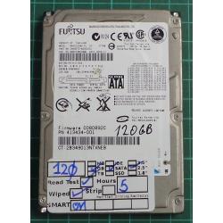 USED, Hard Disk, FUJITSU, MHV2120BH PL, P/N: CA06672-B25600C1, Laptop, SATA, 120GB