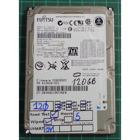 USED, Hard Disk, FUJITSU, MHV2120BH PL, P/N: CA06672-B25600C1, Laptop, SATA, 120GB