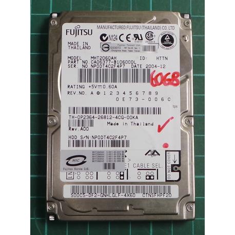 USED, Hard Disk, FUJITSU, MHT2060AH, P/N: CA06377-B10600DL, Laptop, IDE, 60GB