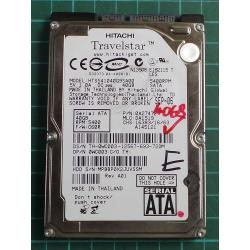 USED, Hard Disk, HITACHI, HTS541040G9SA00, P/N: 0A27472, Laptop, SATA, 40GB