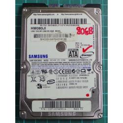 USED, Hard disk, SAMSUNG, HM080JI, Firmware: YC100-04, P/N: 1107J1EYA09314, Laptop, SATA, 80GB