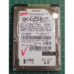 USED, Hard Disk, HITACHI, IC25N020ATME04-0, P/N: 08K0851, Laptop, IDE, 20GB