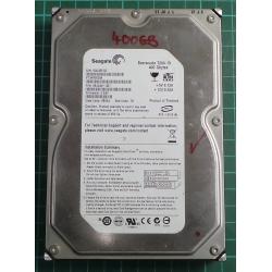 USED, Hard Disk, Seagate, Barracuda 7200.10, ST3400620A, Seagate, P/N: 9BJ044-307, Firmware: 3.AAF, Desktop, IDE, 400GB
