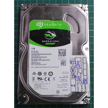 USED, Hard Disk, Barracuda, ST1000DM010, Seagate, P/N: 9EP102-300, Firmware: CC43, Desktop, SATA, 1TB